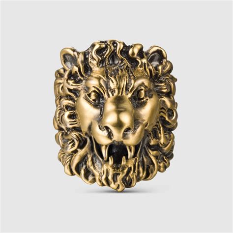 gucci lion head necklace men|female gucci lion ring.